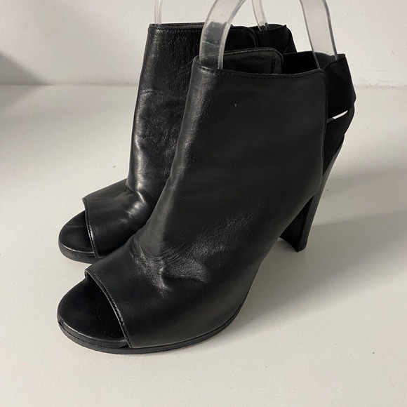 Stuart Weitzman Hereitis Open Toe Leather Boot Black Criss Cross Elastic… - Picture 4 of 10